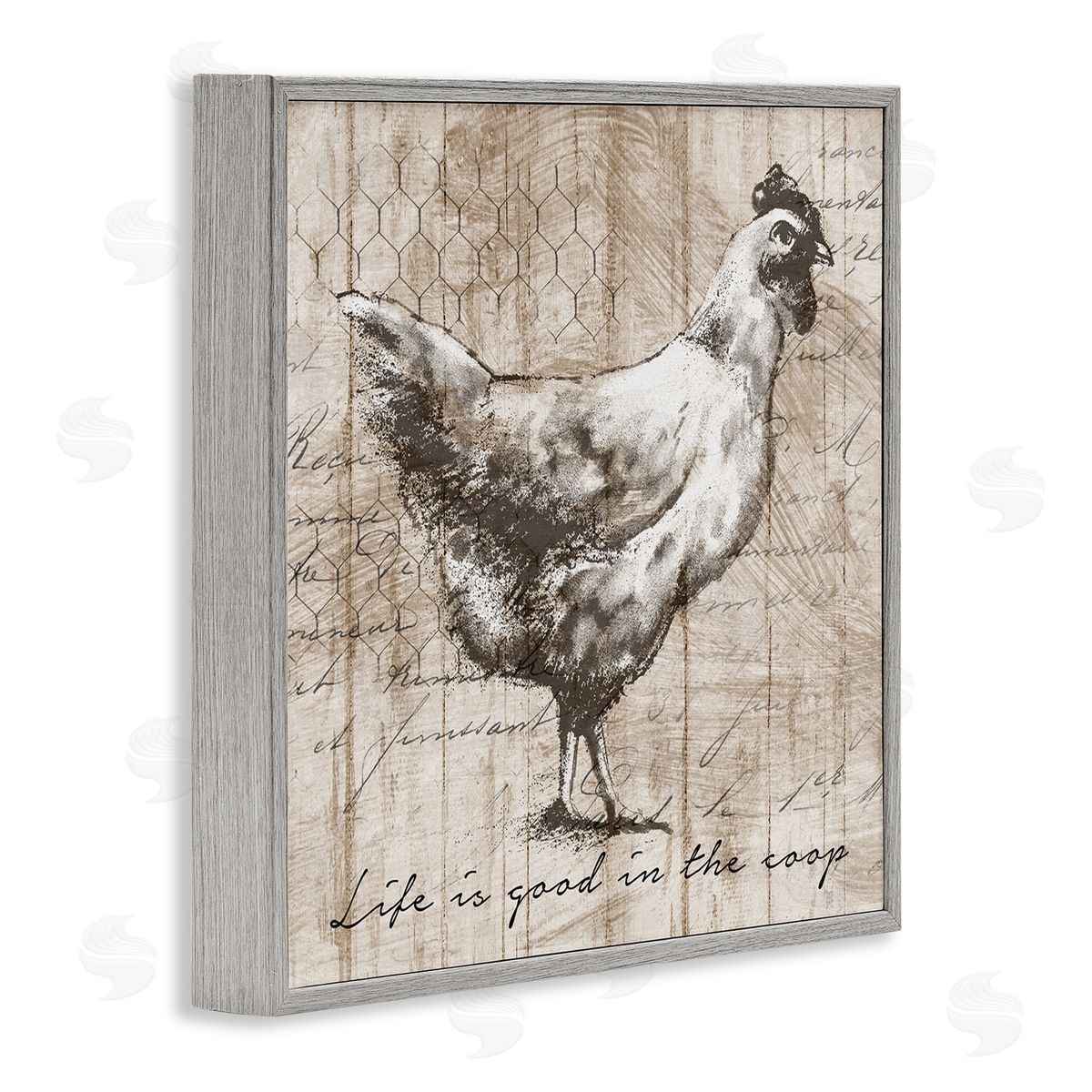 Conrad Knutsen Life's Good In Coop Vintage Text Farm Chicken  Gray Framed Glicee Wall Art Print