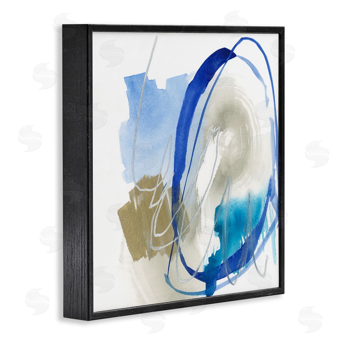 Jennifer Goldberger Circular Abstraction Chaotic Rigid Lines Blue Brown Black Framed Glicee Wall Art Print