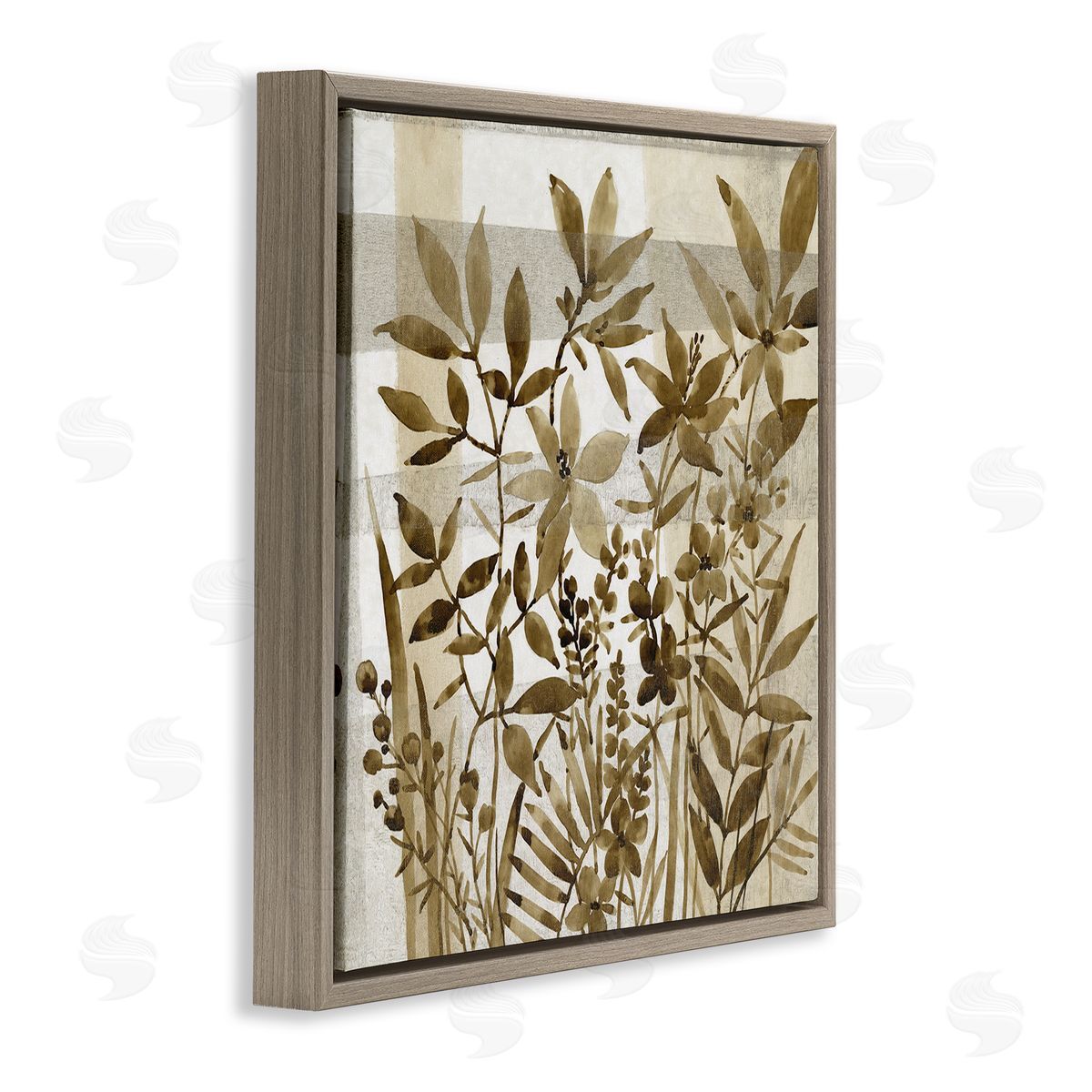 Tim O'Toole Antique Field of Wildflowers Brown Tan Abstraction Brown Floating Frame Canvas Wall Art Print
