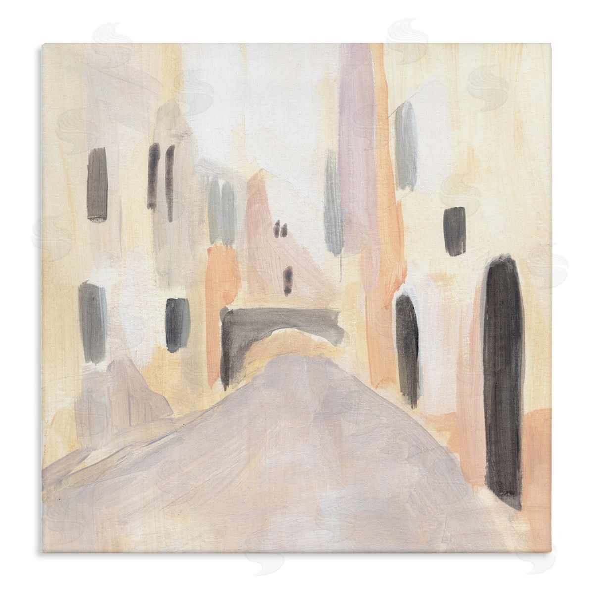 Annie Warren Soft Tone Urban Alleyway Delicate European Buildings Stretched Canvas Wall Art Print