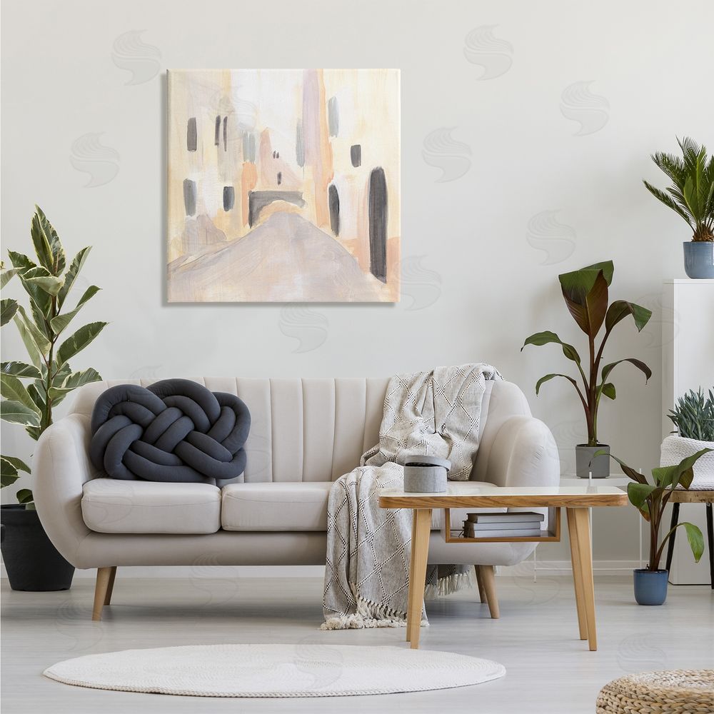 Annie Warren Soft Tone Urban Alleyway Delicate European Buildings Canvas Wall Art in Room