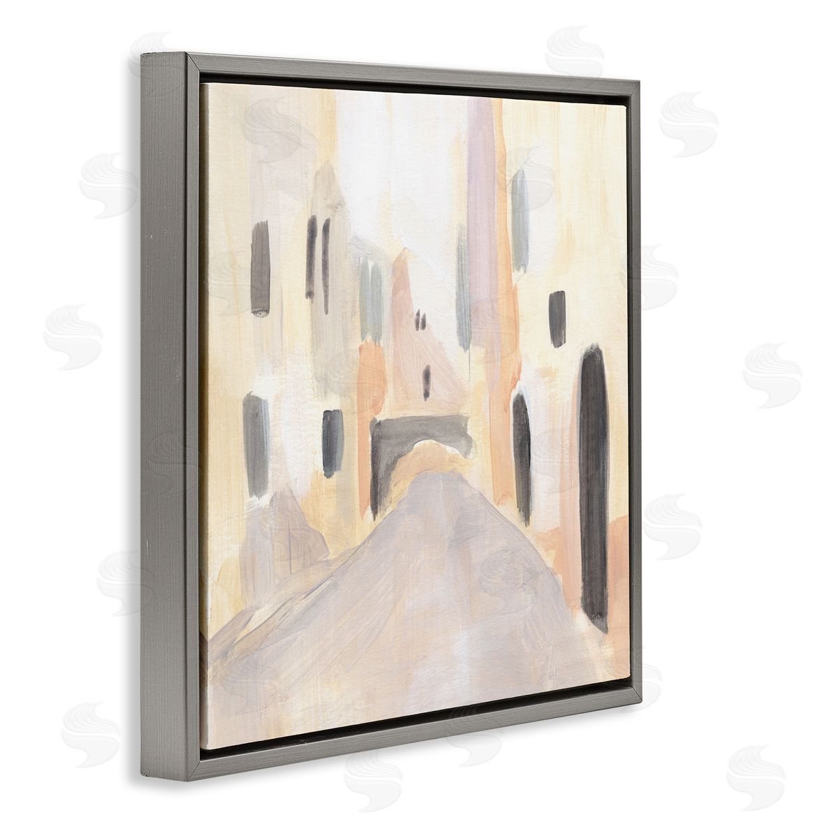 Annie Warren Soft Tone Urban Alleyway Delicate European Buildings Gray Floating Frame Canvas Wall Art Print