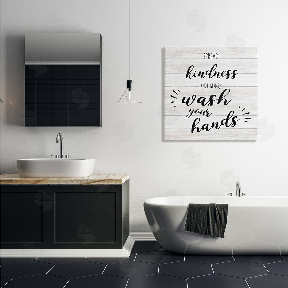 CAD Designs Spread Kindness Wash Hands Bathroom Sign Positive Hygiene Canvas Wall Art in Room