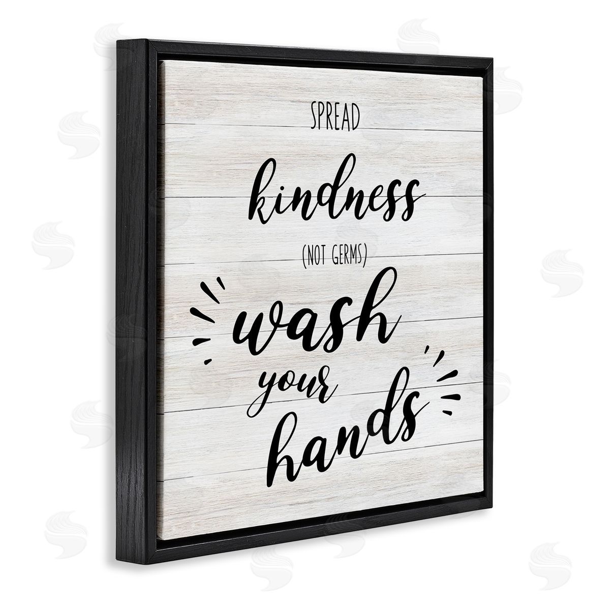 CAD Designs Spread Kindness Wash Hands Bathroom Sign Positive Hygiene Black Floating Frame Canvas Wall Art Print