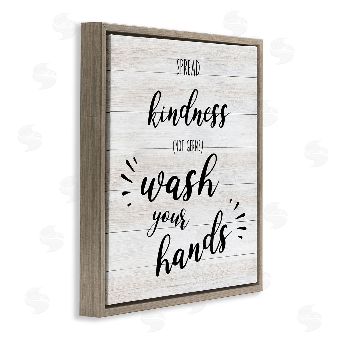 CAD Designs Spread Kindness Wash Hands Bathroom Sign Positive Hygiene Brown Floating Frame Canvas Wall Art Print