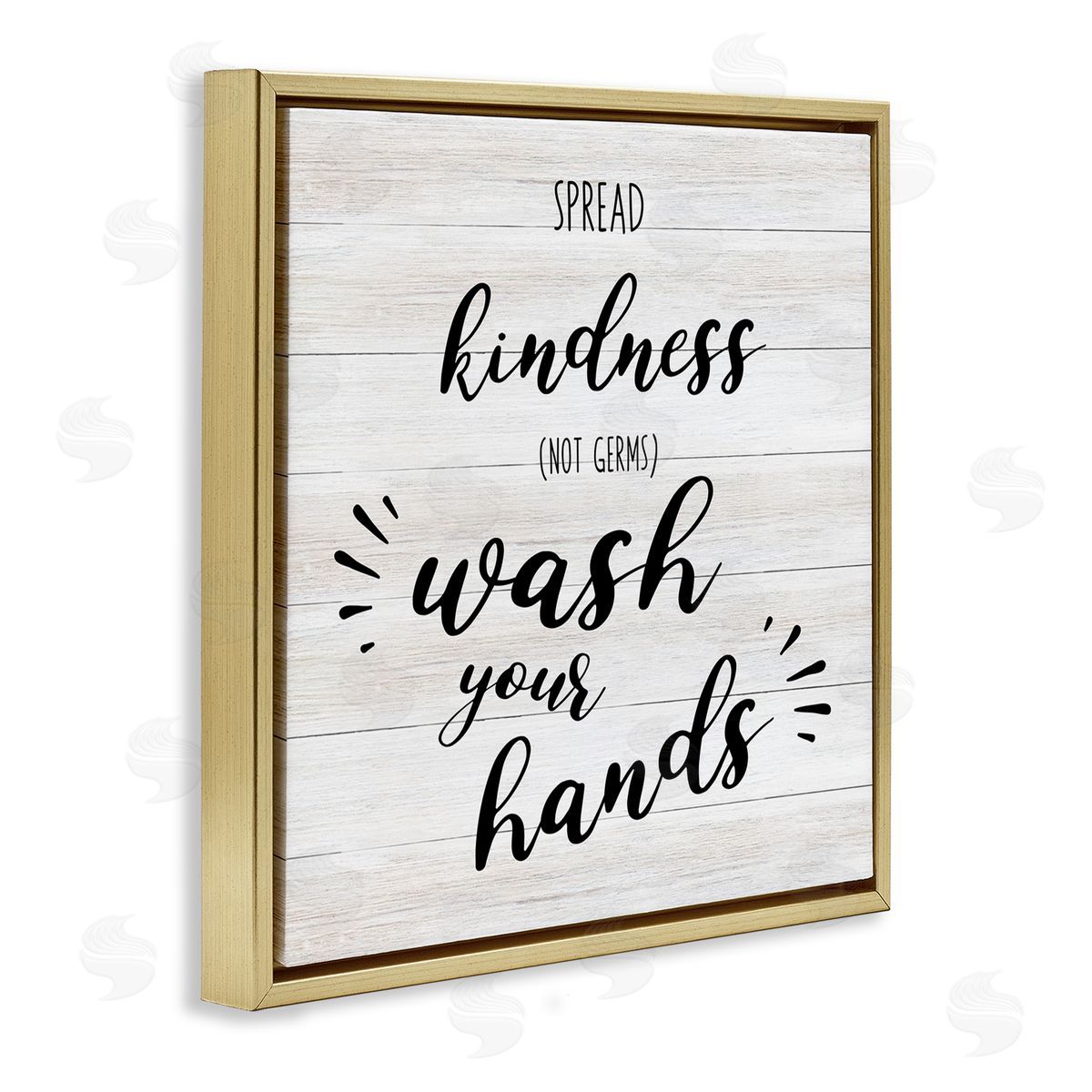 CAD Designs Spread Kindness Wash Hands Bathroom Sign Positive Hygiene Gold Floating Frame Canvas Wall Art Print