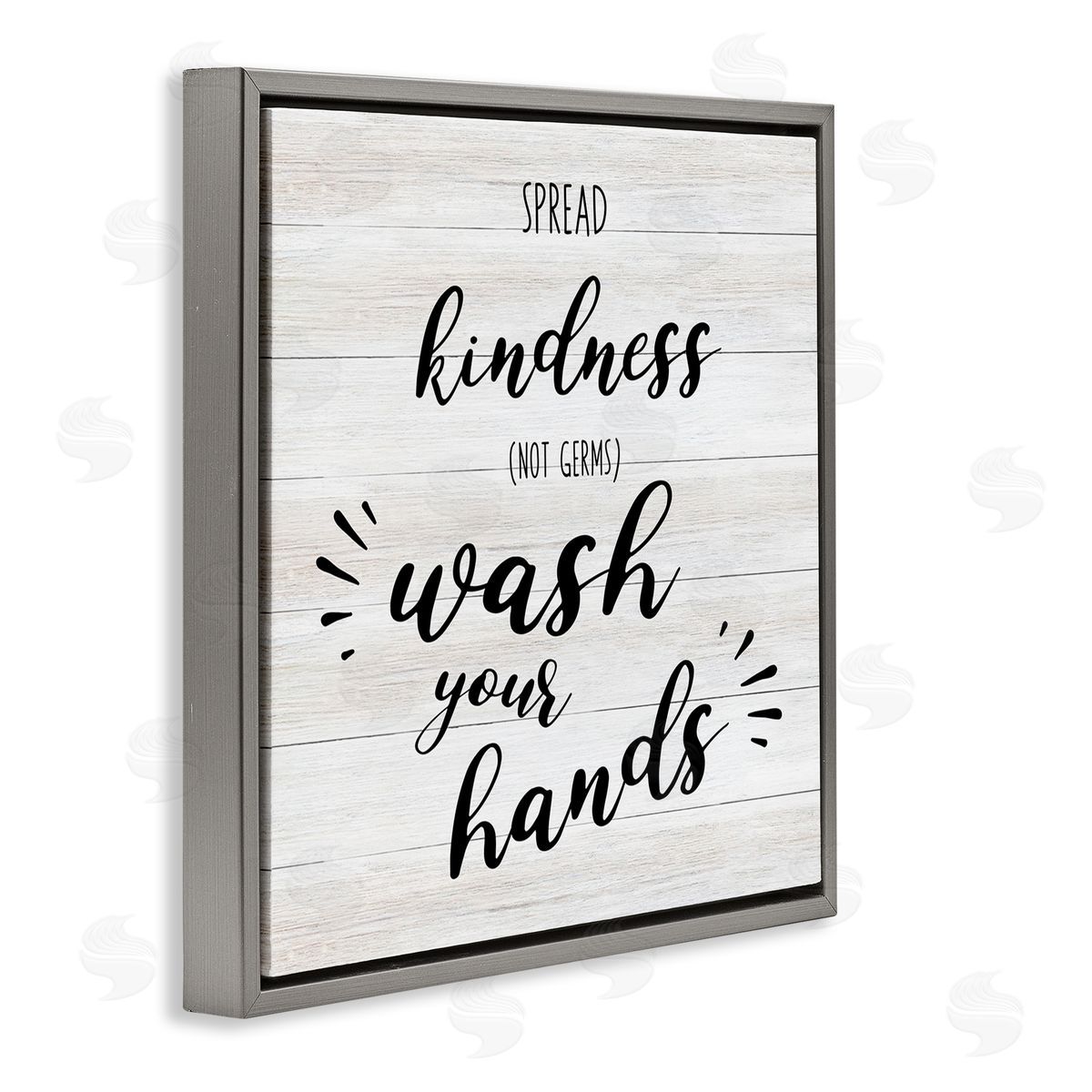 CAD Designs Spread Kindness Wash Hands Bathroom Sign Positive Hygiene Gray Floating Frame Canvas Wall Art Print