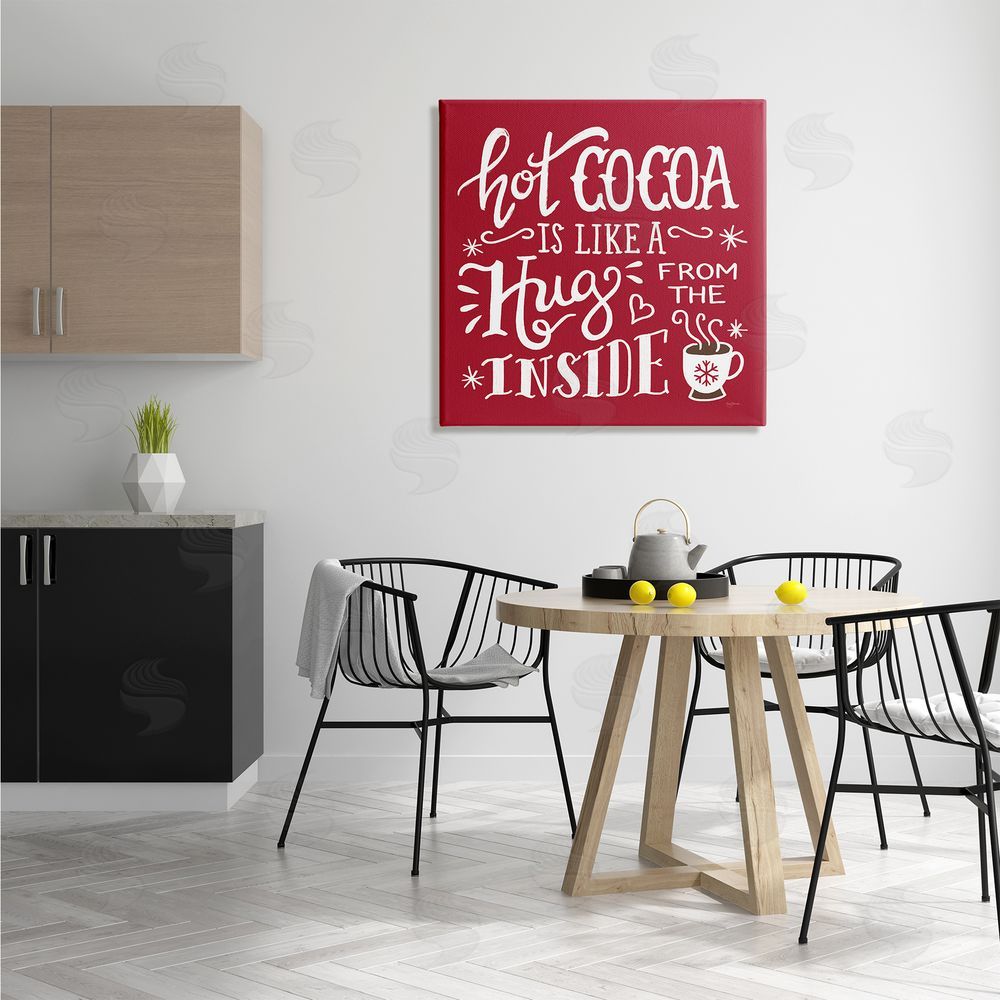 Mary Urban Hot Cocoa Hugs Phrase Chocolate Winter Beverage Canvas Wall Art in Room