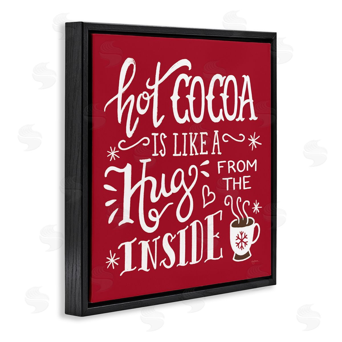 Mary Urban Hot Cocoa Hugs Phrase Chocolate Winter Beverage Black Floating Frame Canvas Wall Art Print