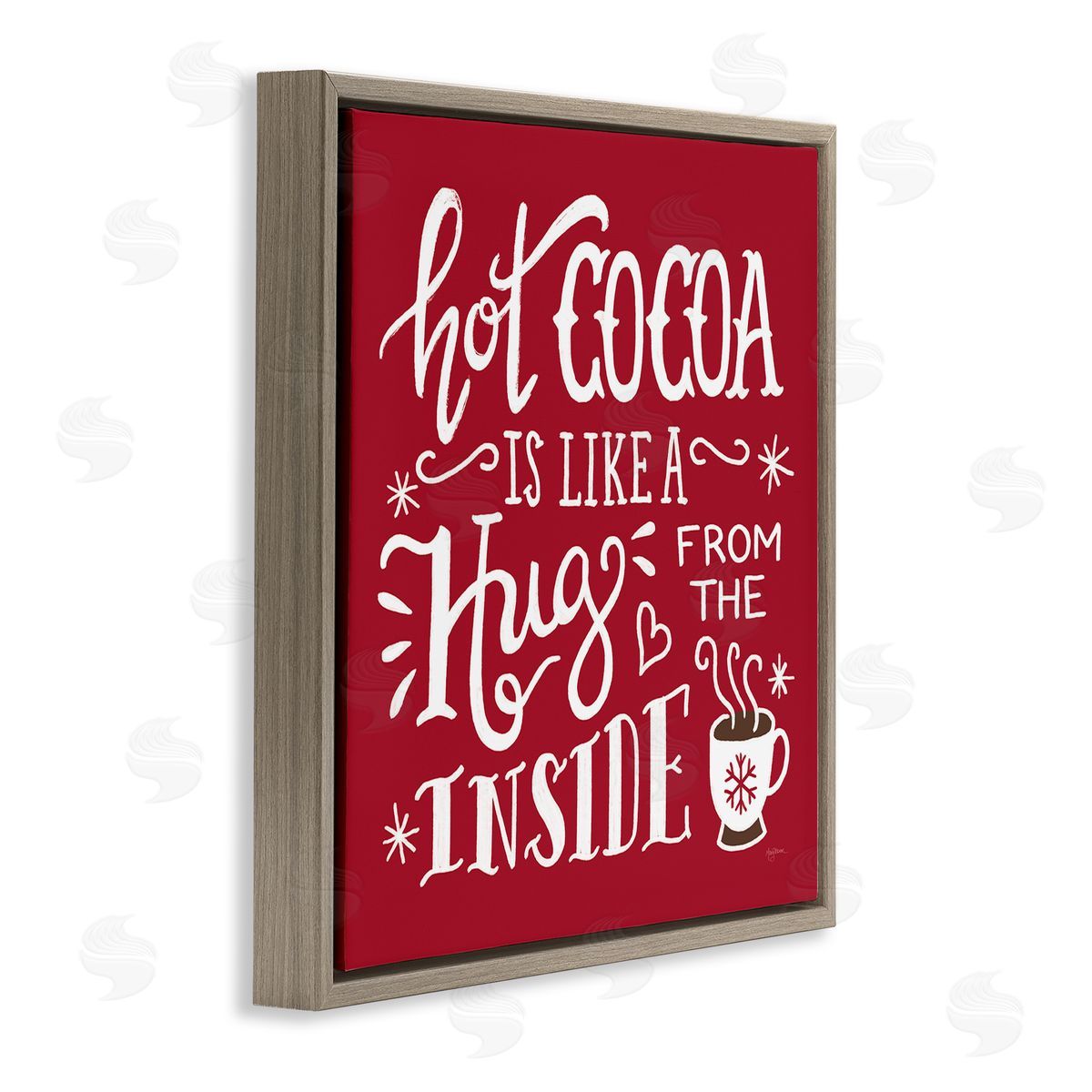 Mary Urban Hot Cocoa Hugs Phrase Chocolate Winter Beverage Brown Floating Frame Canvas Wall Art Print