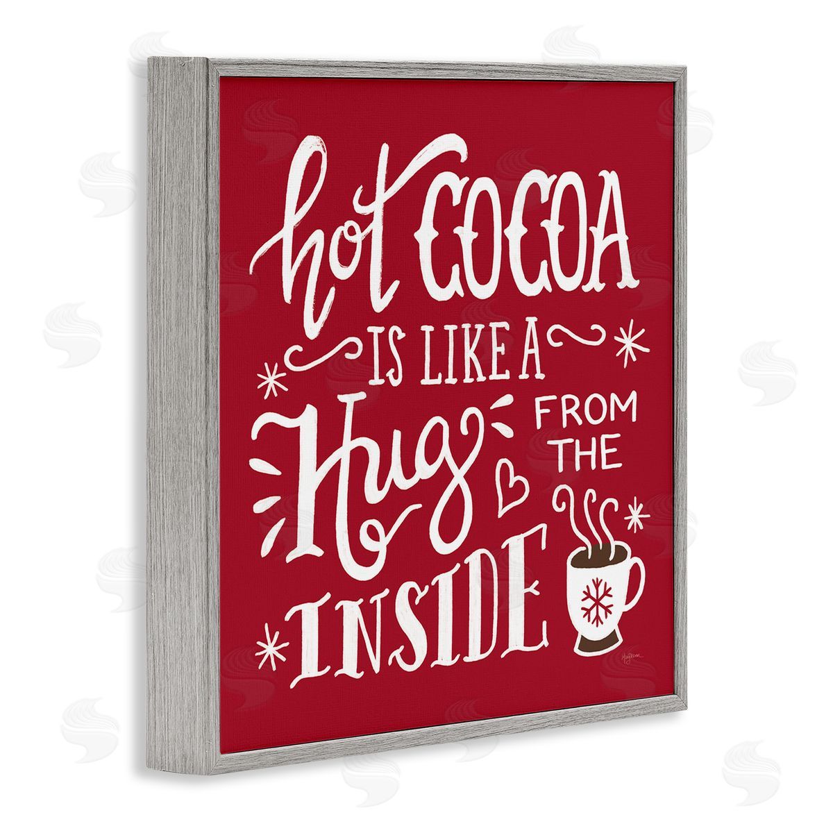 Mary Urban Hot Cocoa Hugs Phrase Chocolate Winter Beverage Gray Framed Glicee Wall Art Print