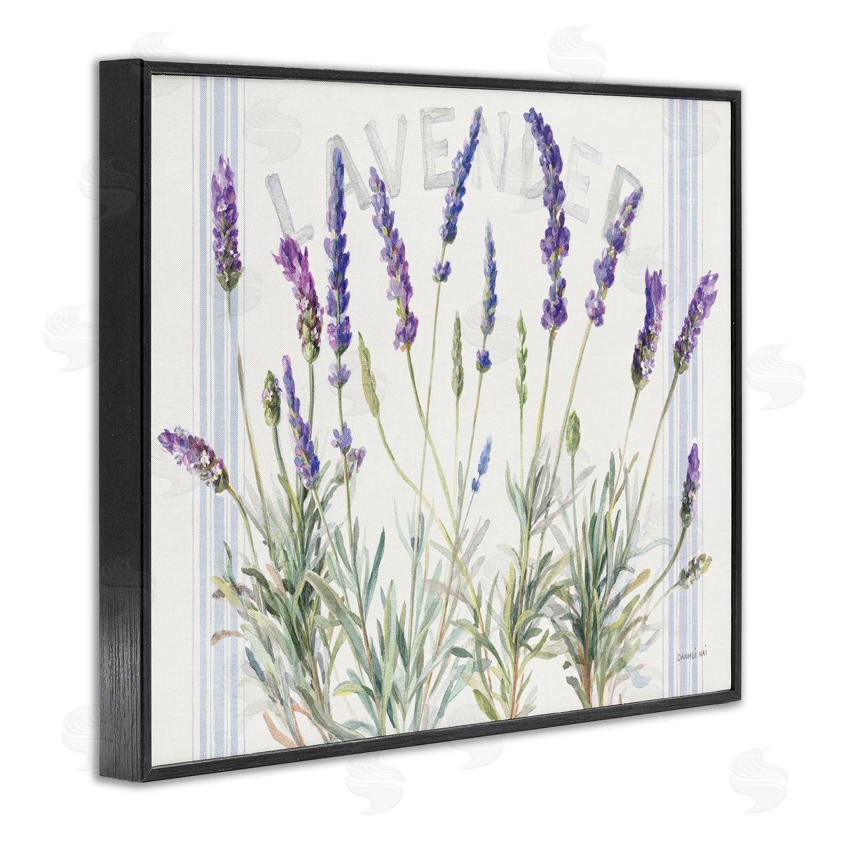 Lavender Floral Cluster Black Frame Print Wall Art, Home Decor by Danhui Nai