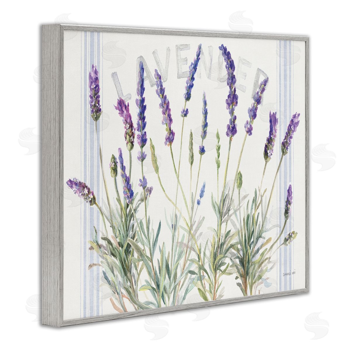 Lavender Floral Cluster Grey Frame Print Wall Art, Home Decor by Danhui Nai