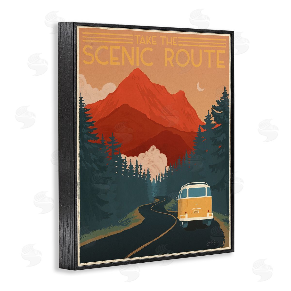 Take the Scenic Route Black Frame Print Wall Art, Home Decor by Janelle Penner