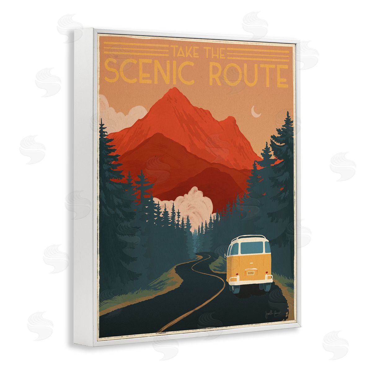 Take the Scenic Route White Frame Print Wall Art, Home Decor by Janelle Penner