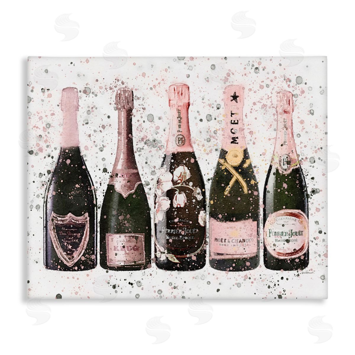 Chic Pink Rose Bottles Canvas Wall Art, Home Decor by Amanda Greenwood