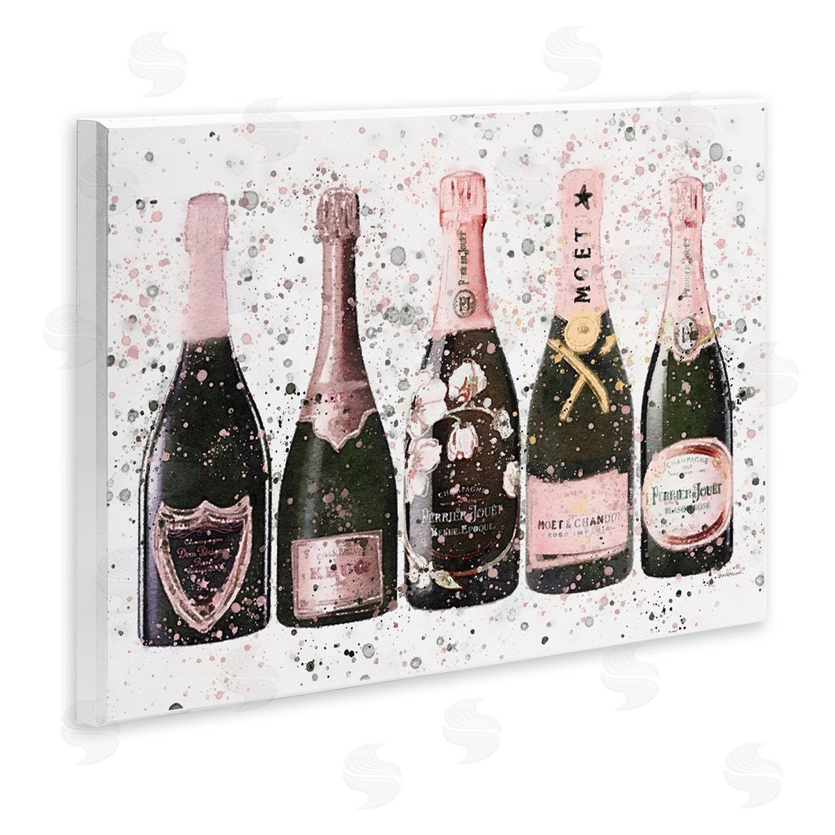 Chic Pink Rose Bottles Wood Plaque Wall Art, Home Decor by Amanda Greenwood