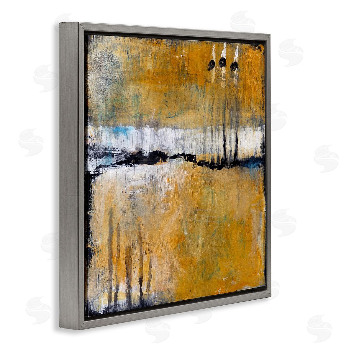 Judi Bagnato Urban Yellow Black Paint Abstraction Industrial Shapes Gray Floating Frame Canvas Wall Art Print