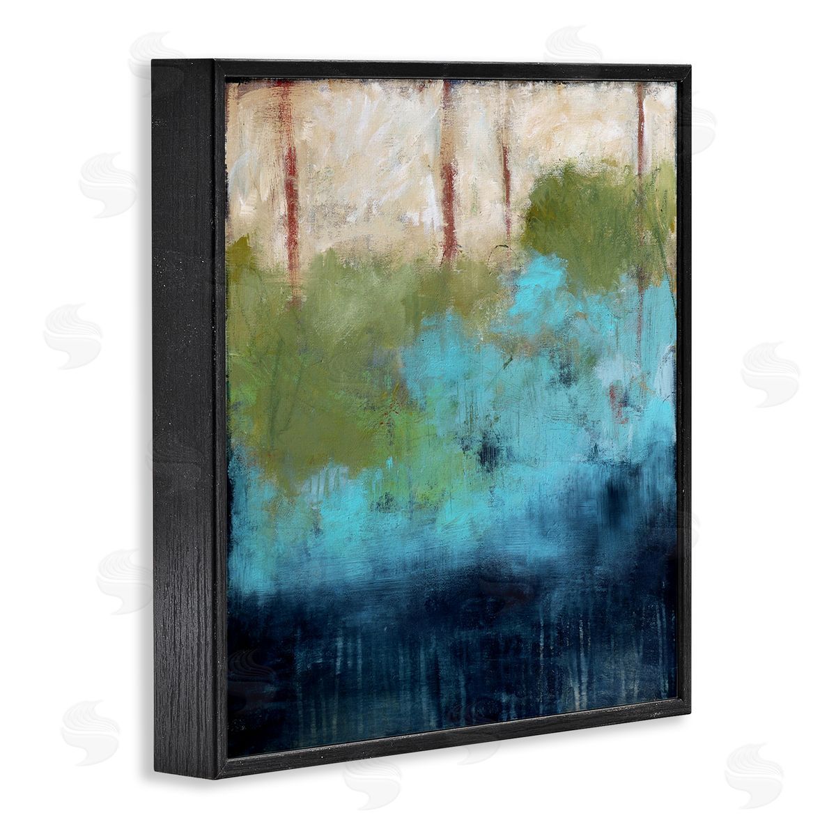 Judi Bagnato Forest Floor River Abstraction Blue Green Brown Black Framed Glicee Wall Art Print