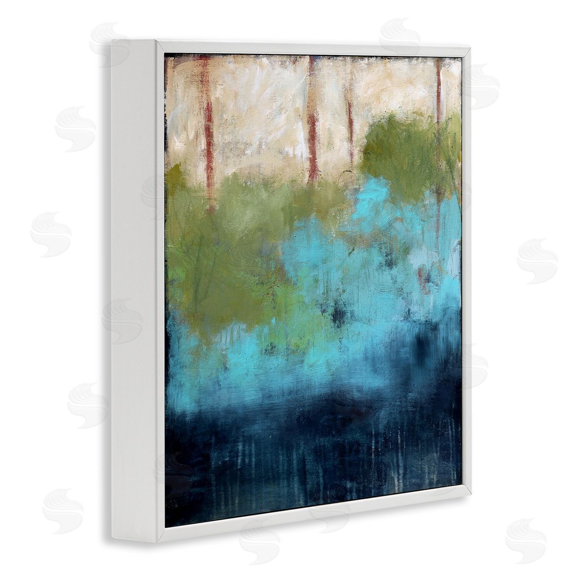 Judi Bagnato Forest Floor River Abstraction Blue Green Brown White Framed Glicee Wall Art Print