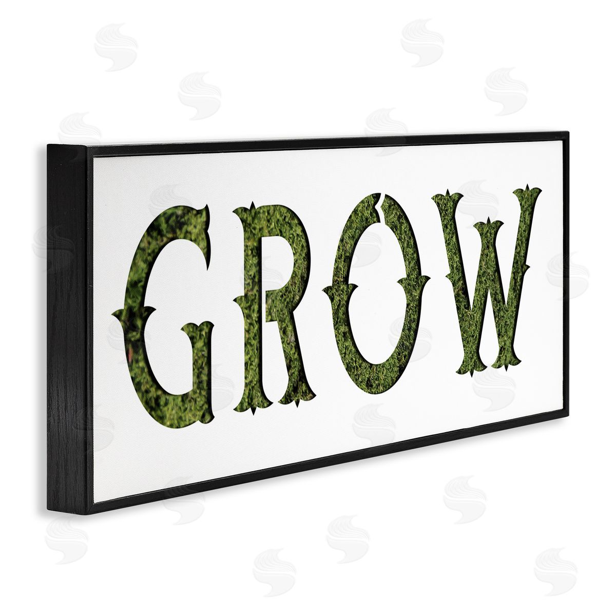 Stupell Studio Grow Phrase Minimal Text over Grass Pattern