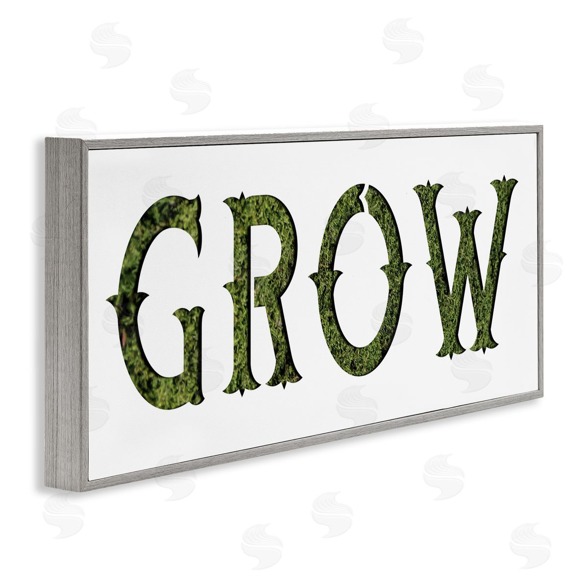 Stupell Studio Grow Phrase Minimal Text over Grass Pattern