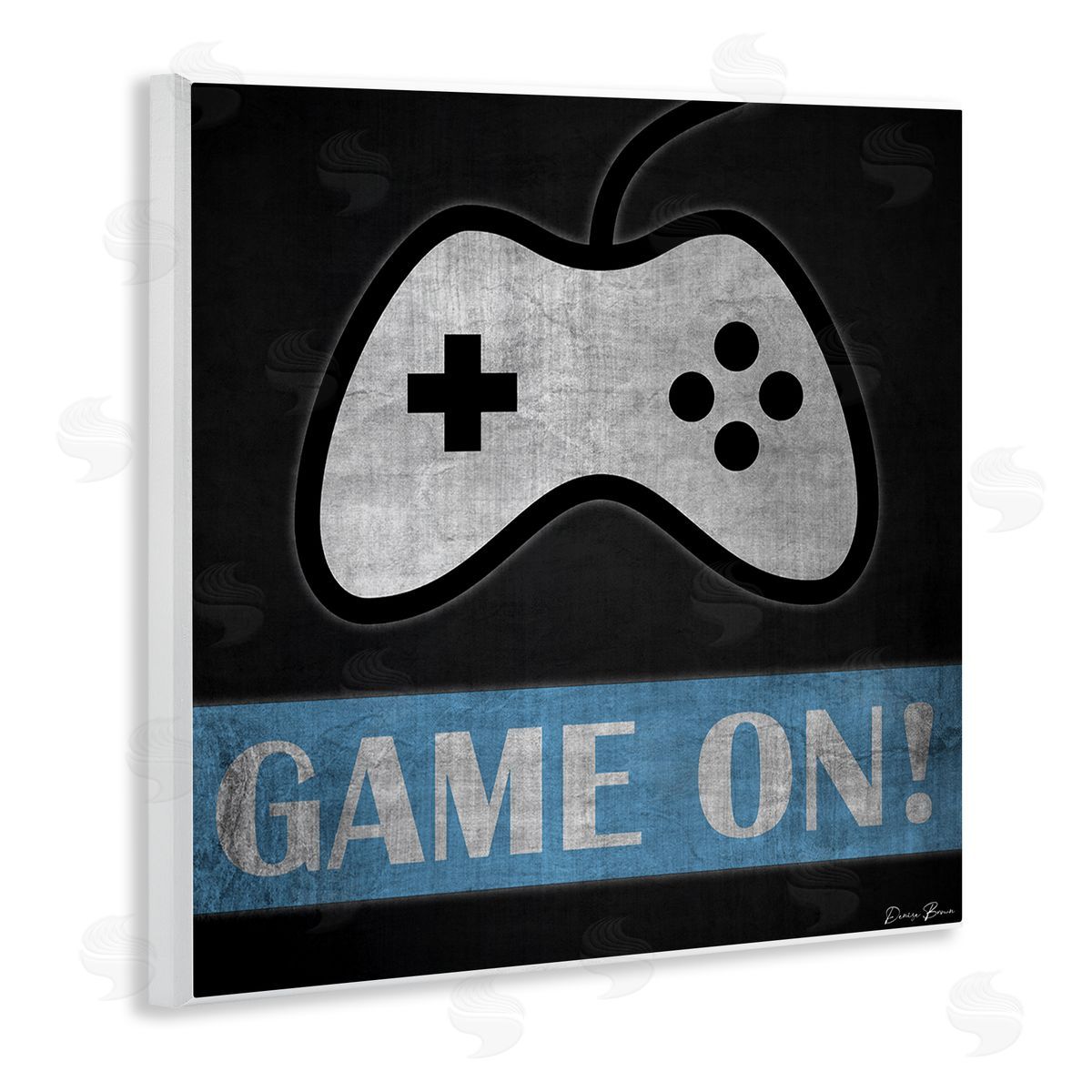 Denise Brown Game On Gamer Phrase Retro Distressed Controller Wooden Wall Plaque Art Print