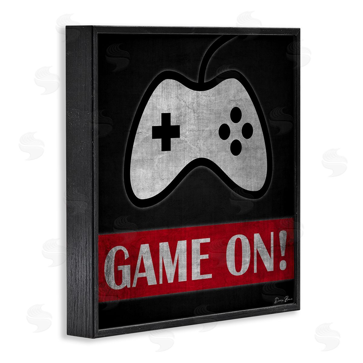 Denise Brown Game On Bold Gamer Phrase Retro Controller Black Framed Glicee Wall Art Print