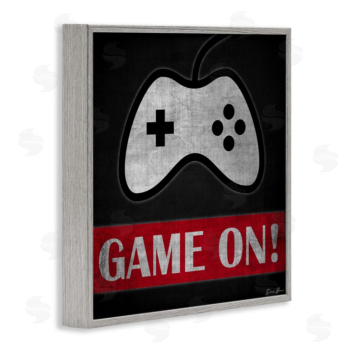 Denise Brown Game On Bold Gamer Phrase Retro Controller Gray Framed Glicee Wall Art Print