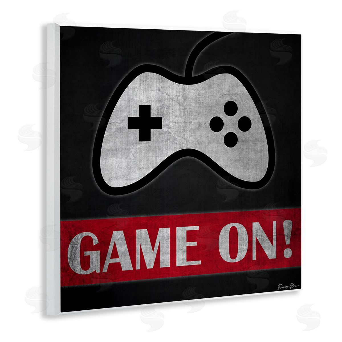 Denise Brown Game On Bold Gamer Phrase Retro Controller Wooden Wall Plaque Art Print