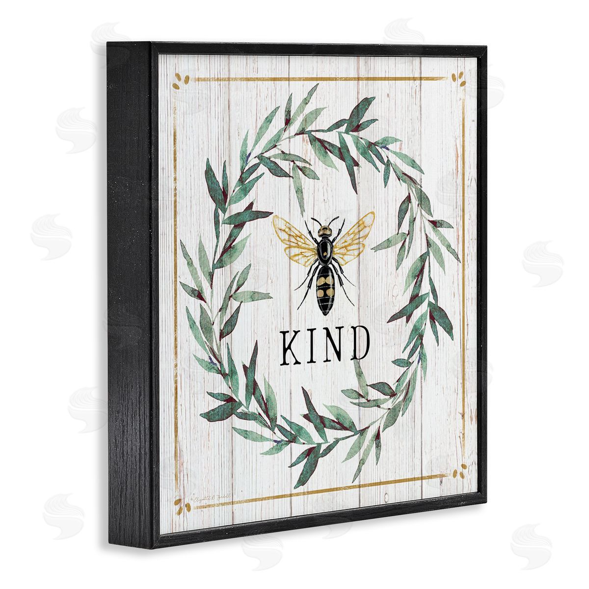 Elizabeth Tyndall Bee Kind Phrase Country Farm Insect Pun Black Framed Glicee Wall Art Print