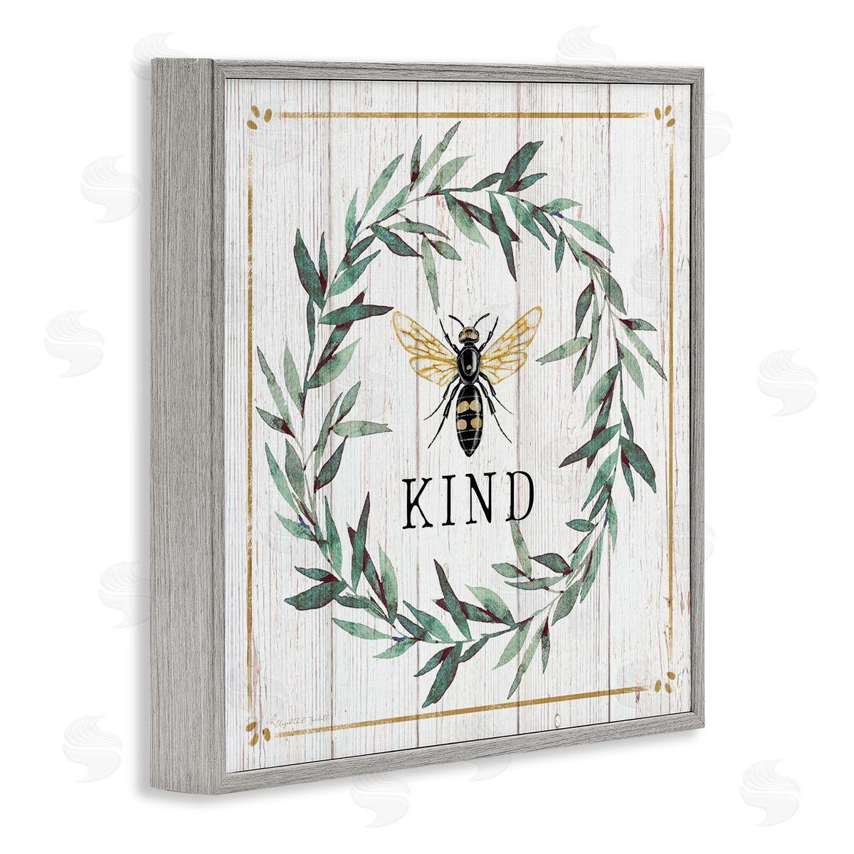 Elizabeth Tyndall Bee Kind Phrase Country Farm Insect Pun Gray Framed Glicee Wall Art Print
