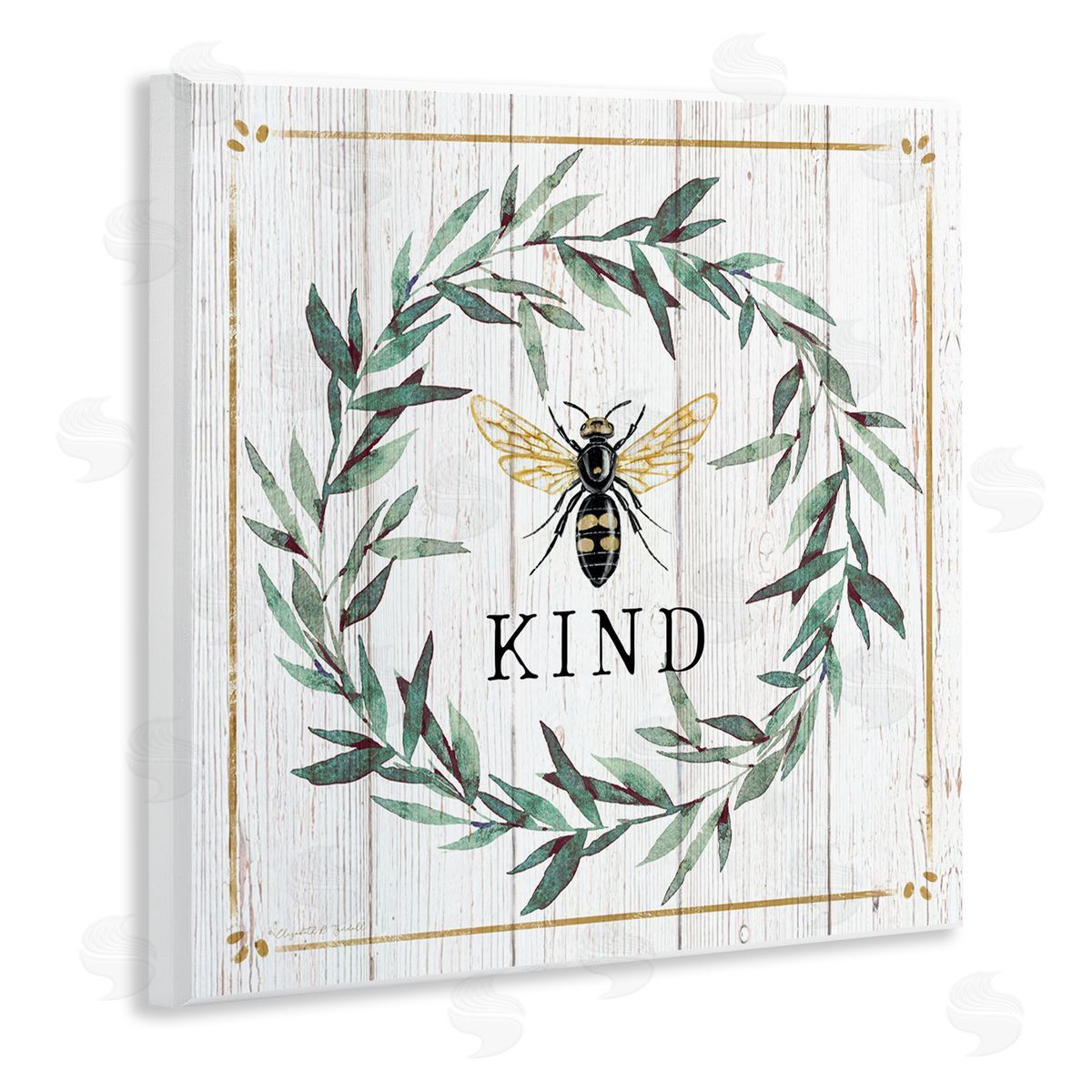 Elizabeth Tyndall Bee Kind Phrase Country Farm Insect Pun Wooden Wall Plaque Art Print