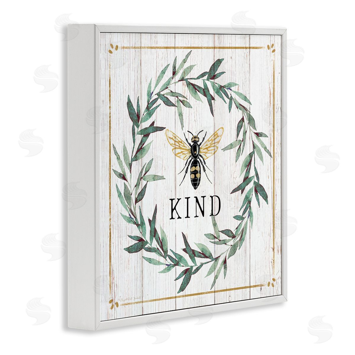 Elizabeth Tyndall Bee Kind Phrase Country Farm Insect Pun White Framed Glicee Wall Art Print