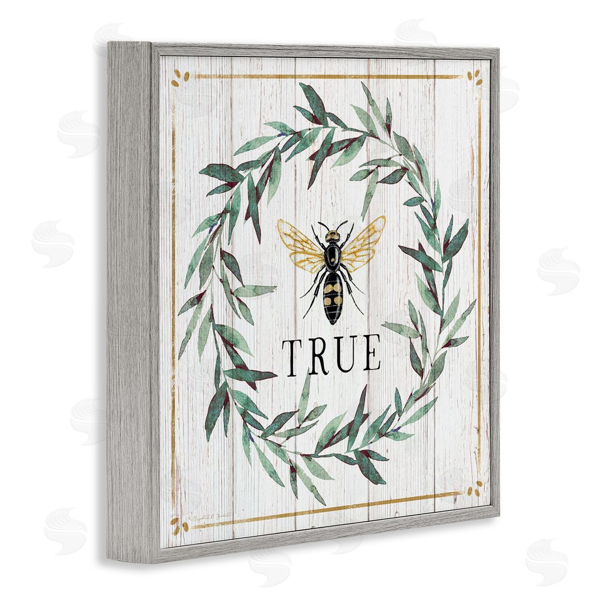 Elizabeth Tyndall Bee True Sentiment Country Floral Insect Pun Gray Framed Glicee Wall Art Print
