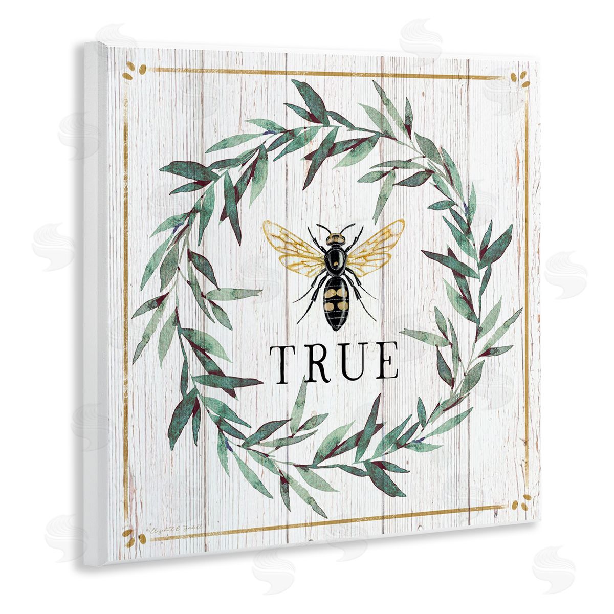Elizabeth Tyndall Bee True Sentiment Country Floral Insect Pun Wooden Wall Plaque Art Print