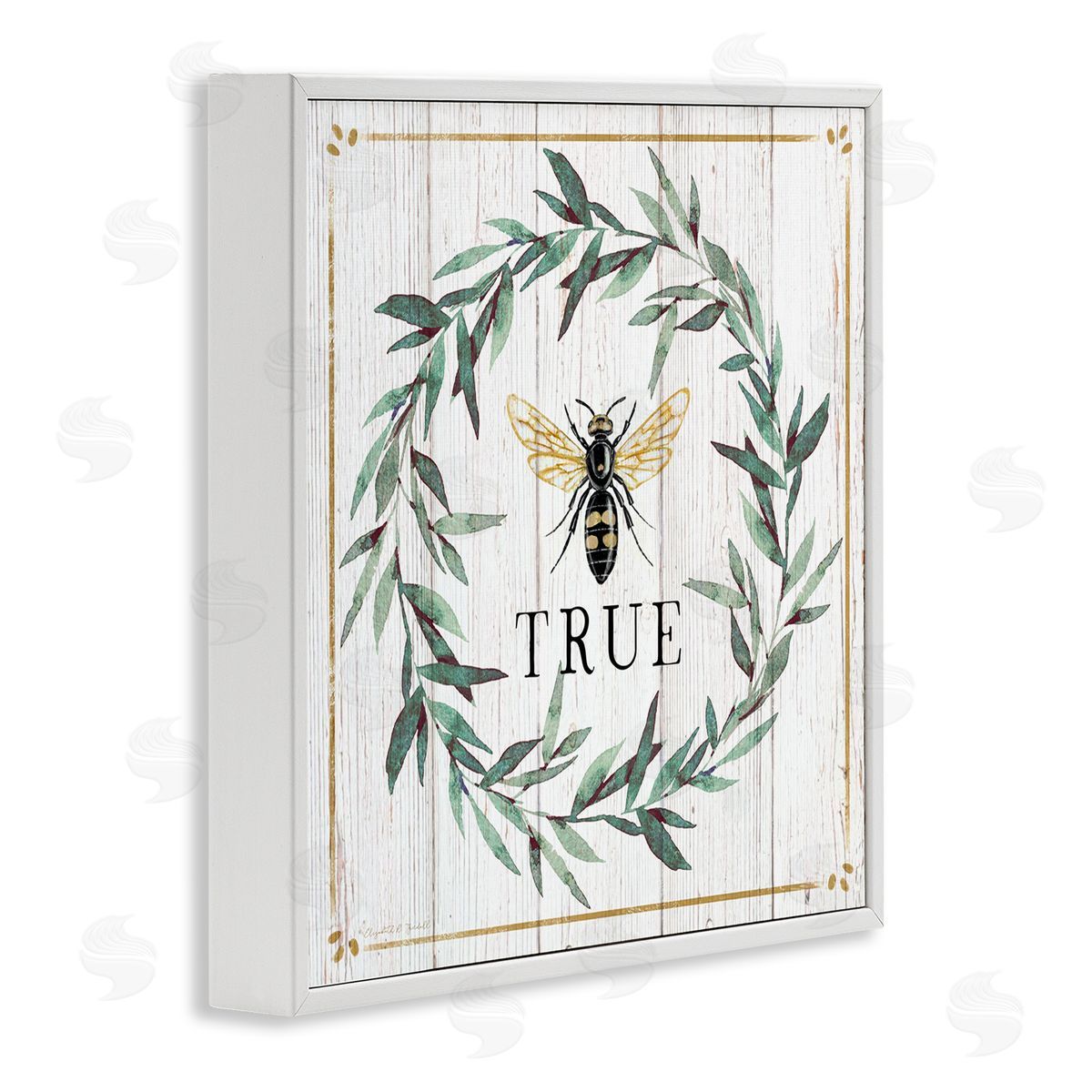 Elizabeth Tyndall Bee True Sentiment Country Floral Insect Pun White Framed Glicee Wall Art Print