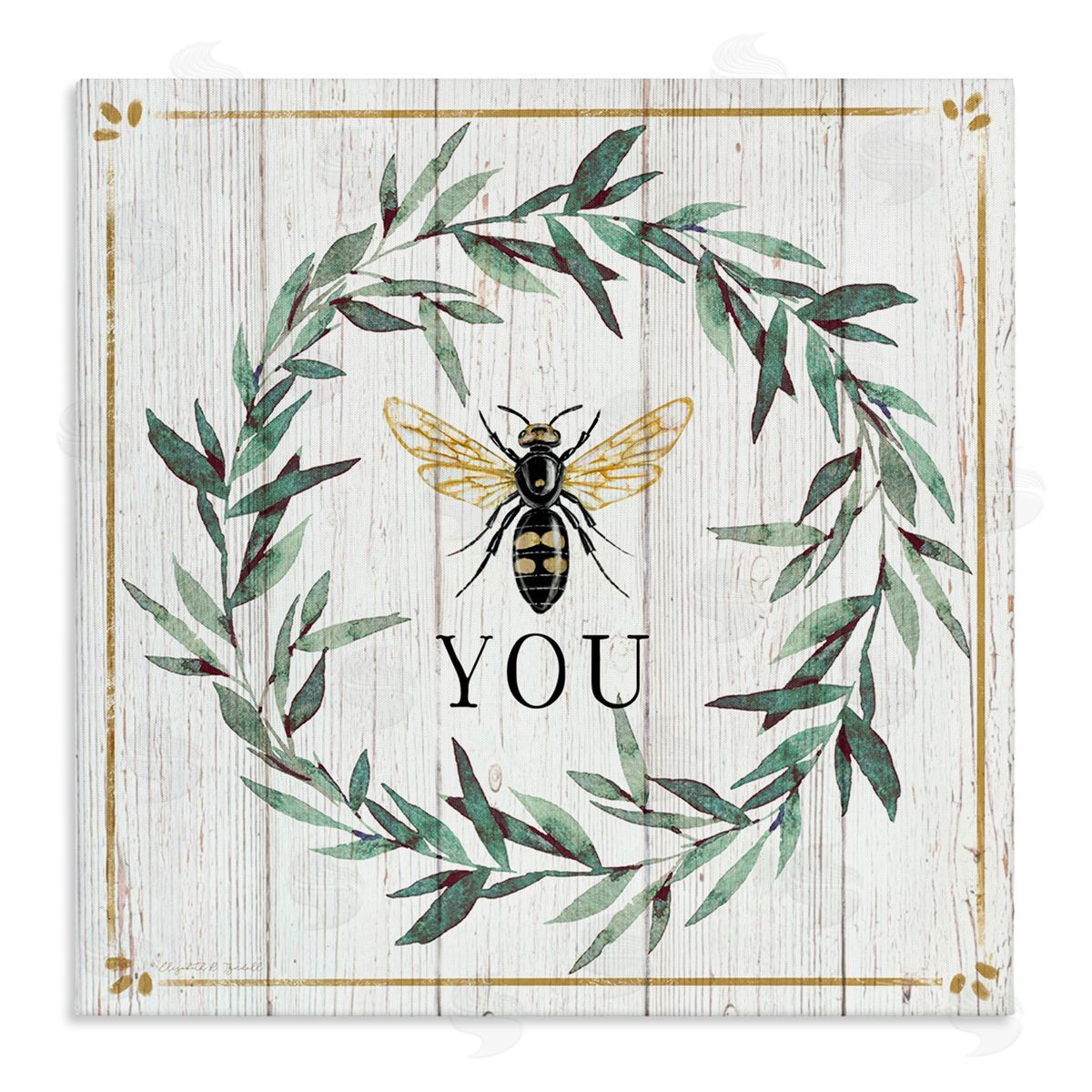 Elizabeth Tyndall Bee You Quote Farm Floral Insect Pun Stretched Canvas Wall Art Print