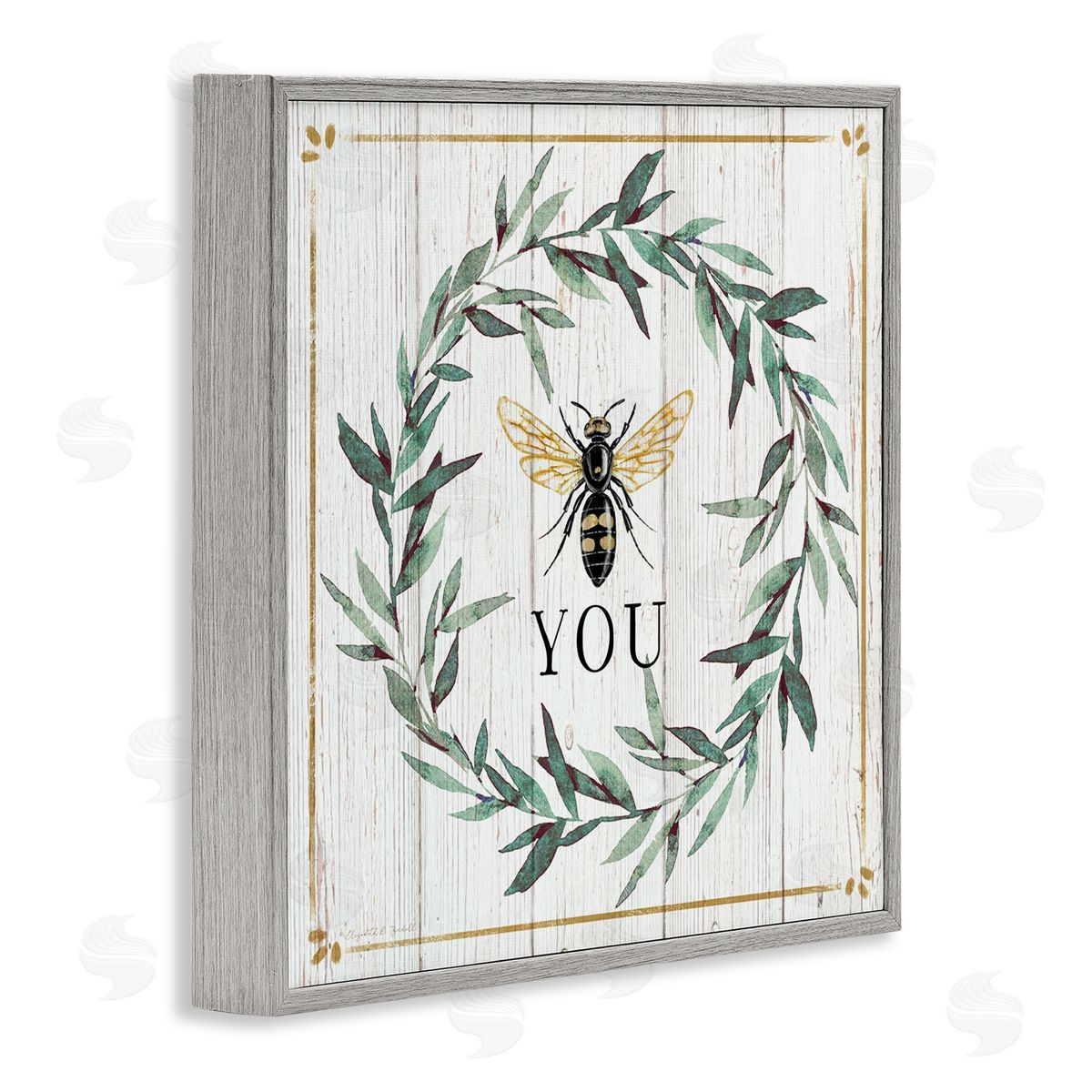 Elizabeth Tyndall Bee You Quote Farm Floral Insect Pun Gray Framed Glicee Wall Art Print