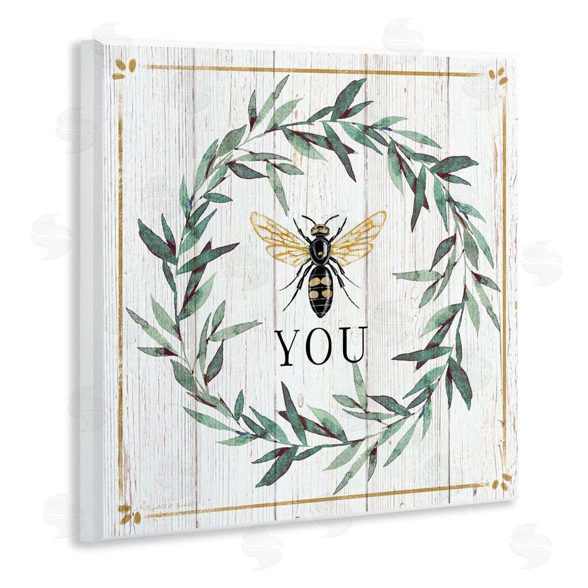 Elizabeth Tyndall Bee You Quote Farm Floral Insect Pun Wooden Wall Plaque Art Print