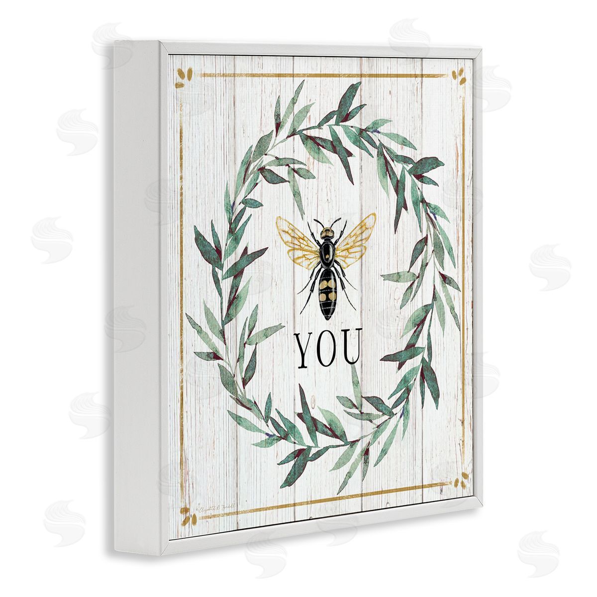 Elizabeth Tyndall Bee You Quote Farm Floral Insect Pun White Framed Glicee Wall Art Print