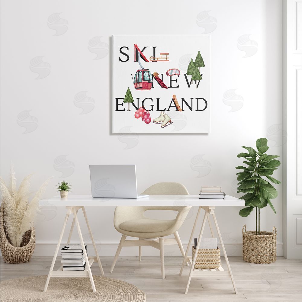 Ziwei Li New England Ski Winter Seasonal Mountain Sports Canvas Wall Art in Room