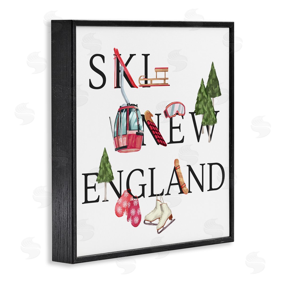 Ziwei Li New England Ski Winter Seasonal Mountain Sports Black Framed Glicee Wall Art Print