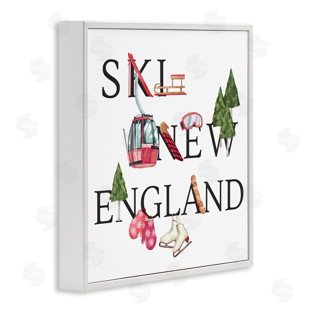 Ziwei Li New England Ski Winter Seasonal Mountain Sports White Framed Glicee Wall Art Print