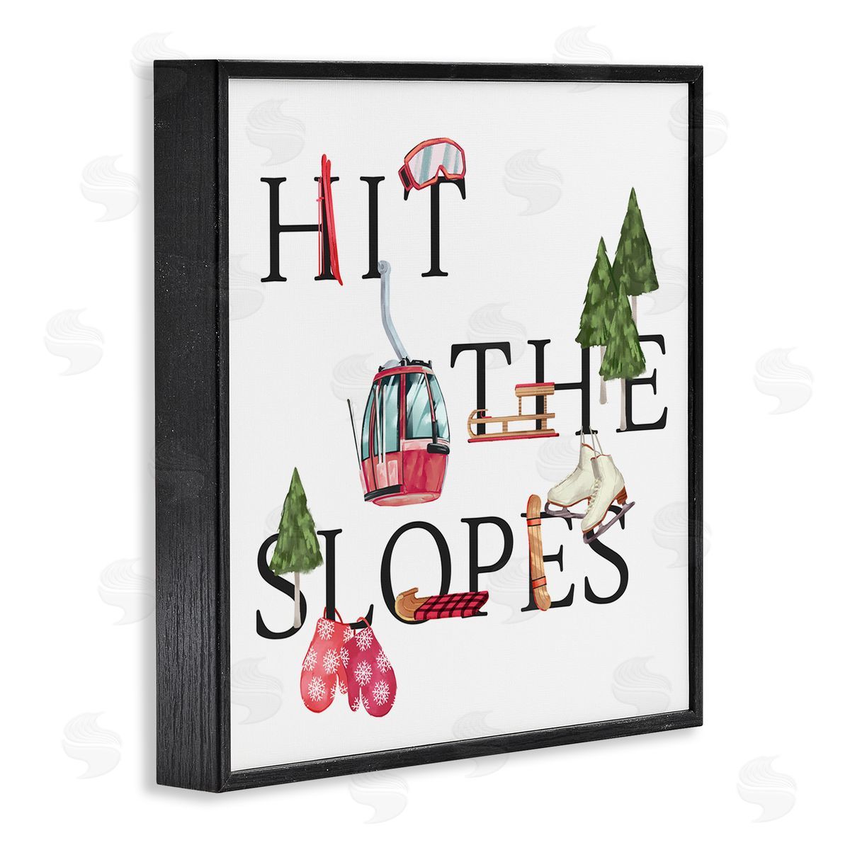 Ziwei Li Hit the Slopes Phrase Winter Sports Motivational Black Framed Glicee Wall Art Print