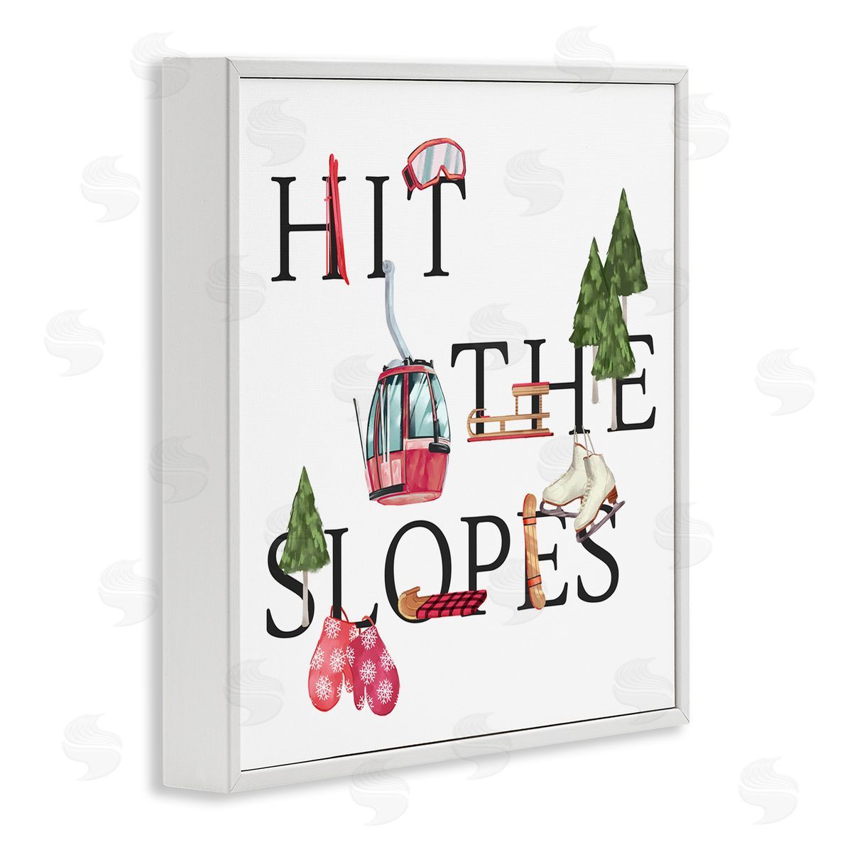 Ziwei Li Hit the Slopes Phrase Winter Sports Motivational White Framed Glicee Wall Art Print