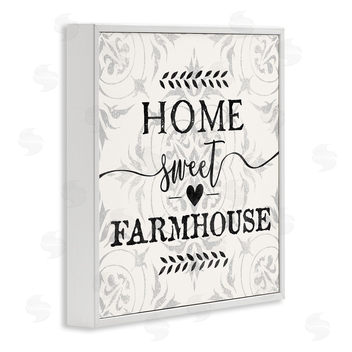 Ziwei Li Home Sweet Farmhouse Soft Sentiment Damask Pattern White Framed Glicee Wall Art Print