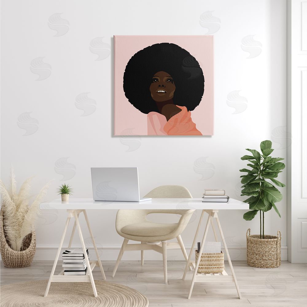 Jennifer Ellory African American Woman Wearing Pink Glam Fashion Canvas Wall Art in Room