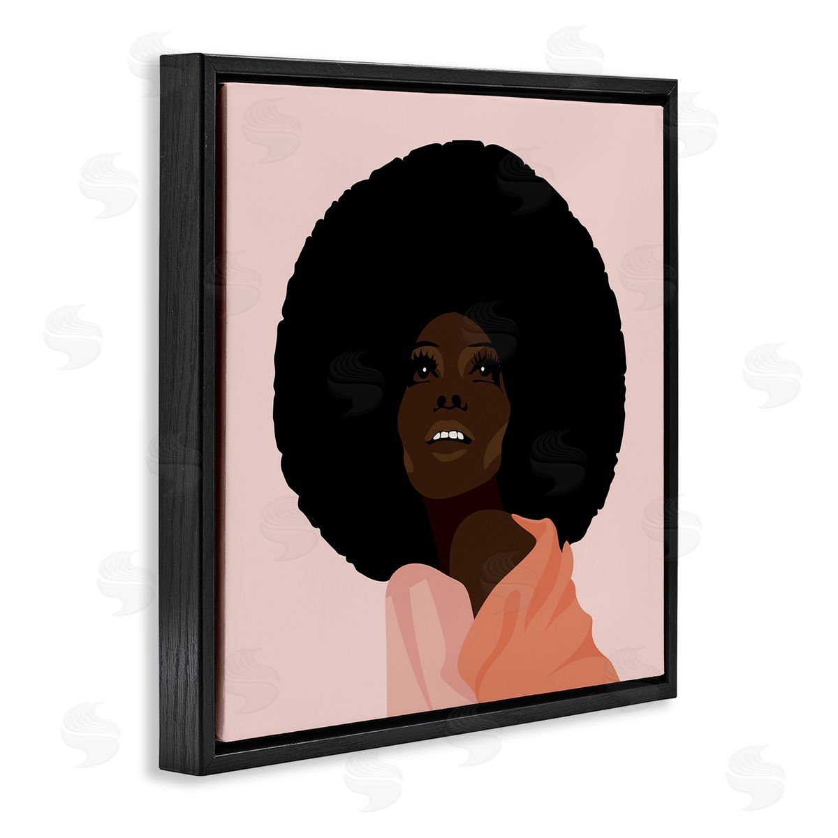 Jennifer Ellory African American Woman Wearing Pink Glam Fashion Black Floating Frame Canvas Wall Art Print