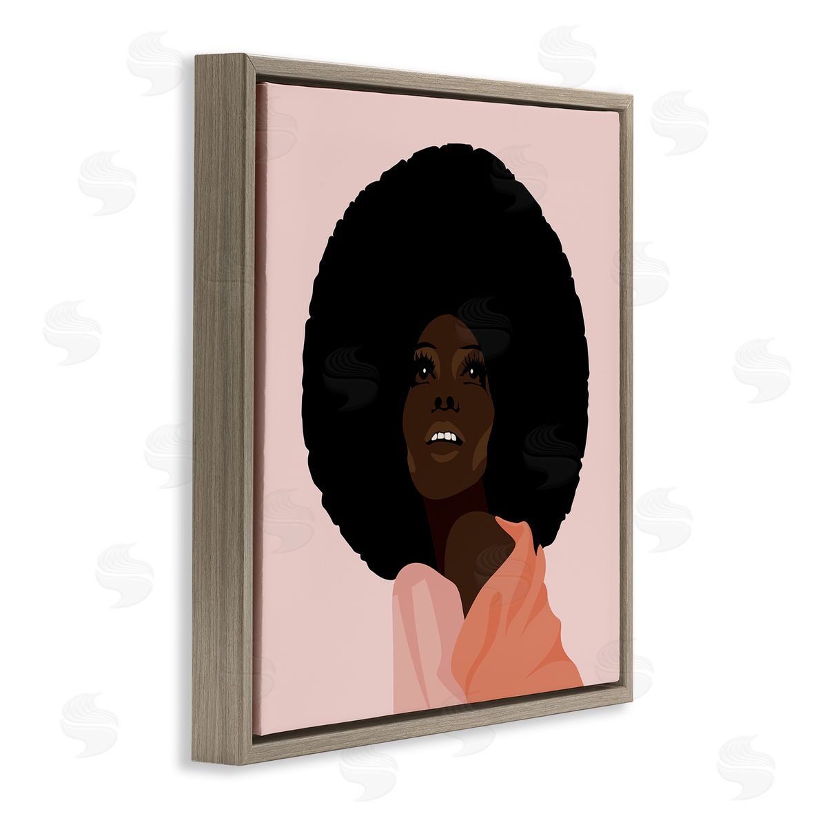 Jennifer Ellory African American Woman Wearing Pink Glam Fashion Brown Floating Frame Canvas Wall Art Print